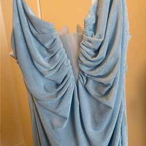 Katie May Powder Blue size large Gathered V-Neck bridesmaid or prom dress